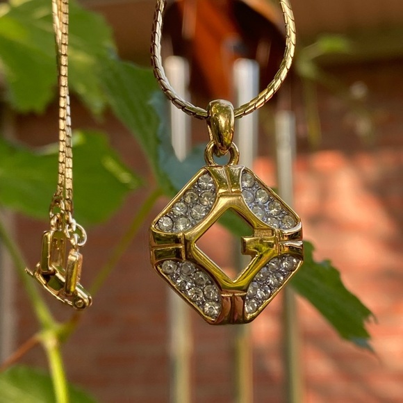 Vintage Givenchy gold tone crystal necklace